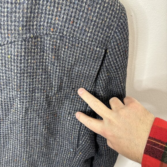 Vintage Dallas Men 46 Gray Tweed Western Blazer Sports Coat Damage - Picture 6 of 13